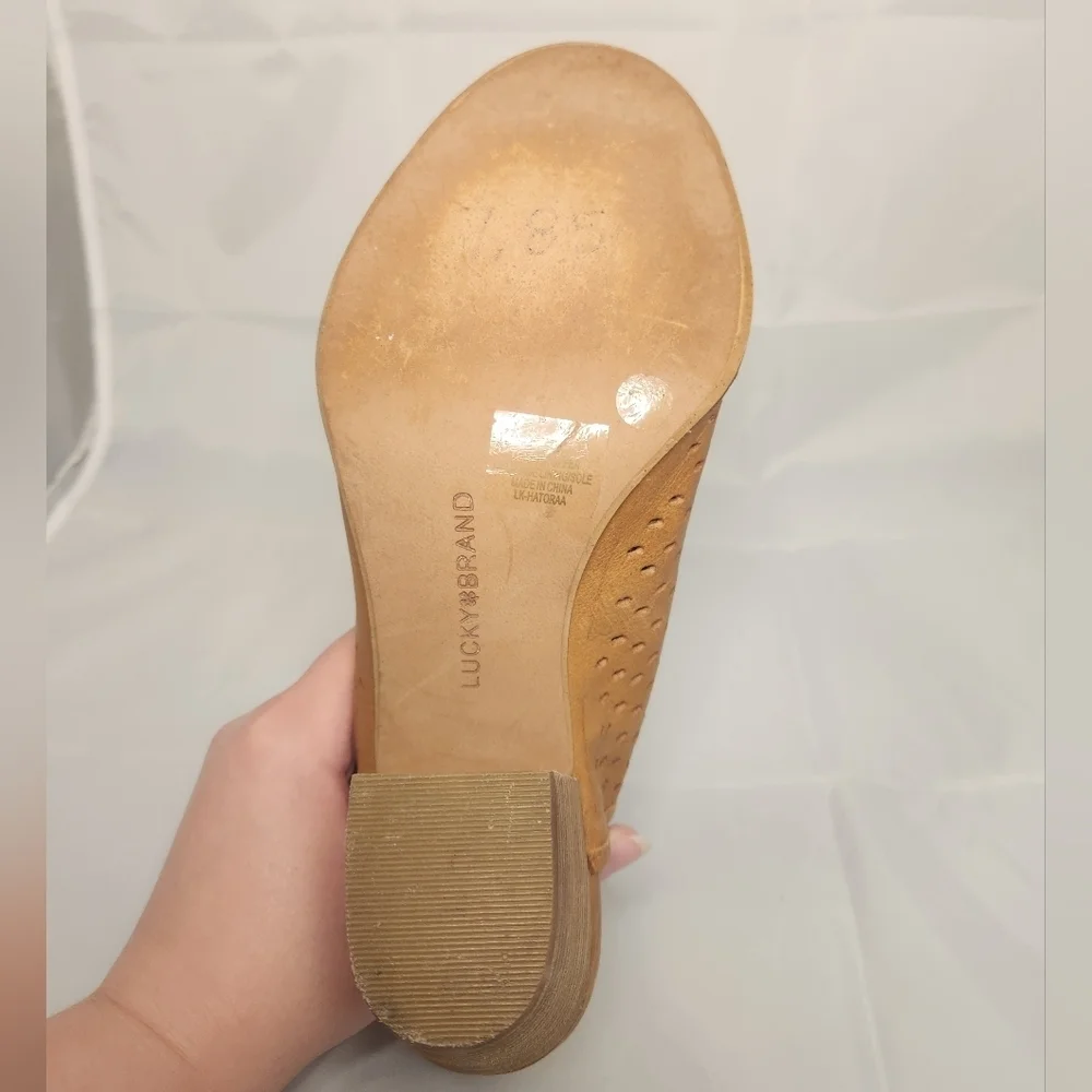 Lucky Brand Women’s 10 Hatoraa Slingback Peep Toe Sandal Heel - Picture 6 of 16
